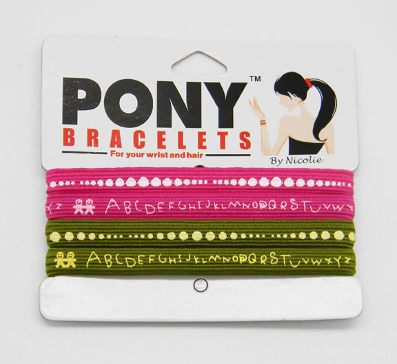 Pony Bracelet Green and Pinks